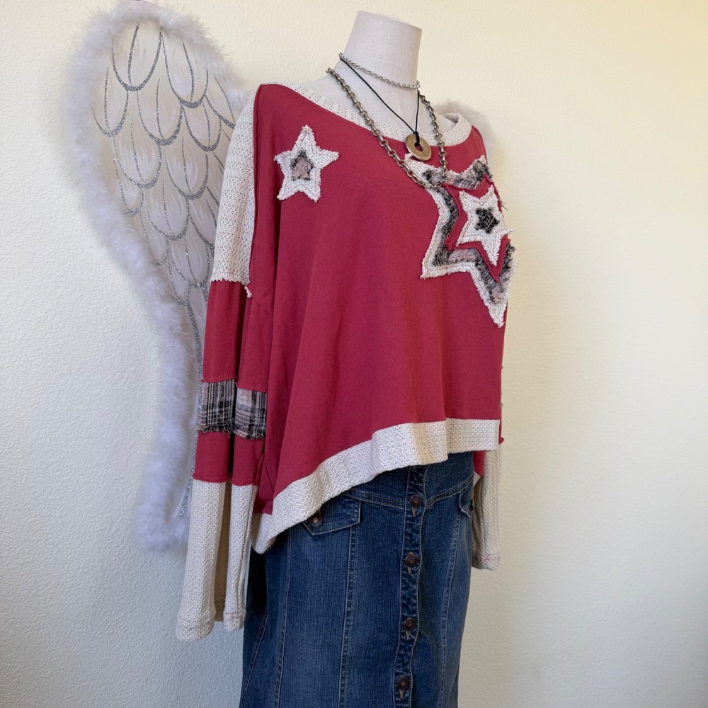 Indie Grunge Oversized Patchwork Star Distressed … - image 4